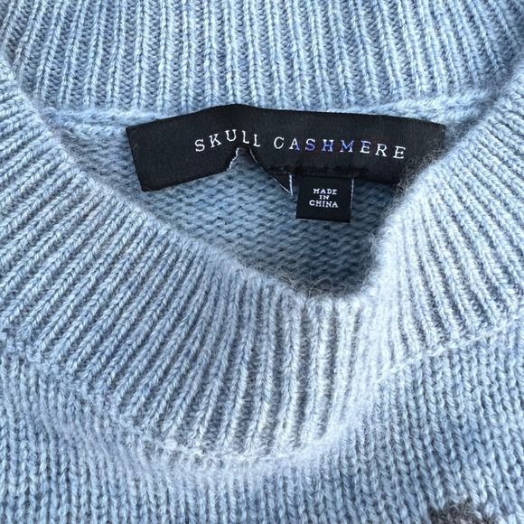 Skull Cashmere Jaden Sweater Women Skull Animal Print Blue Cashmere Wool Goth S - Picture 3 of 17